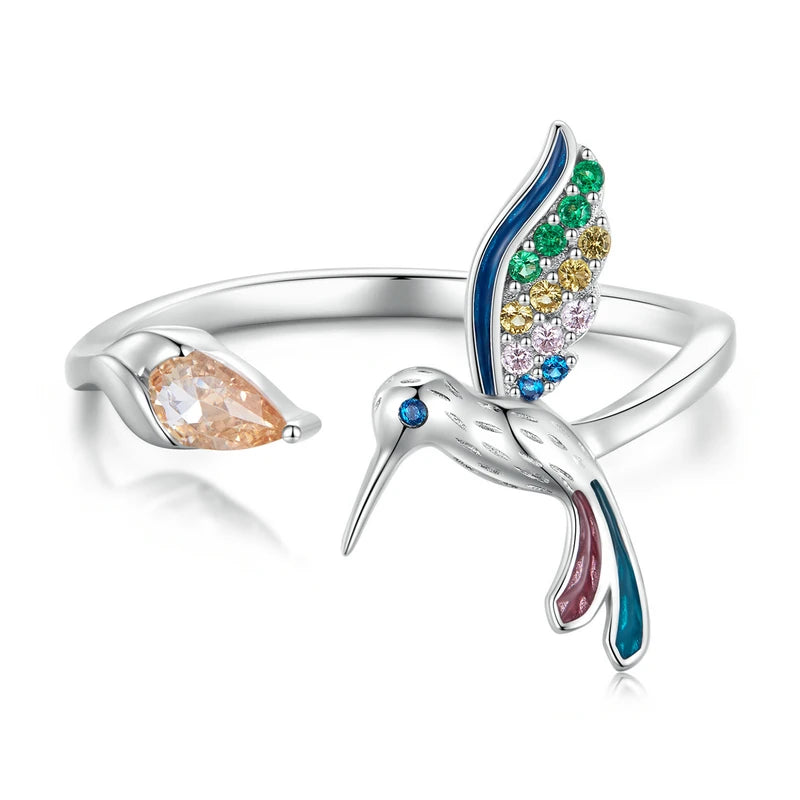 Anillo Ajustable Colibrí de Colores