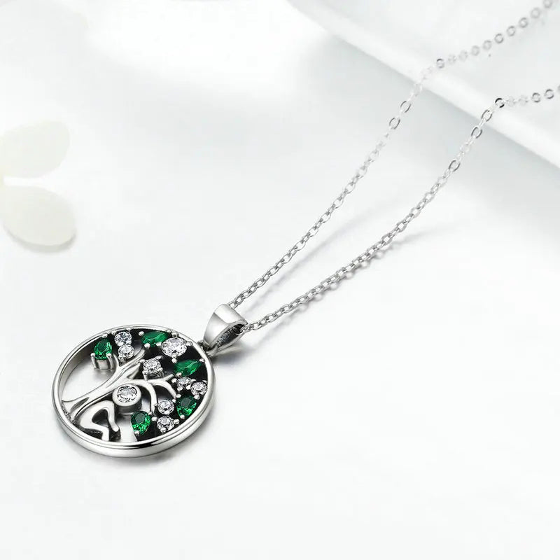 Collar Árbol de la Vida Zircones Verdes