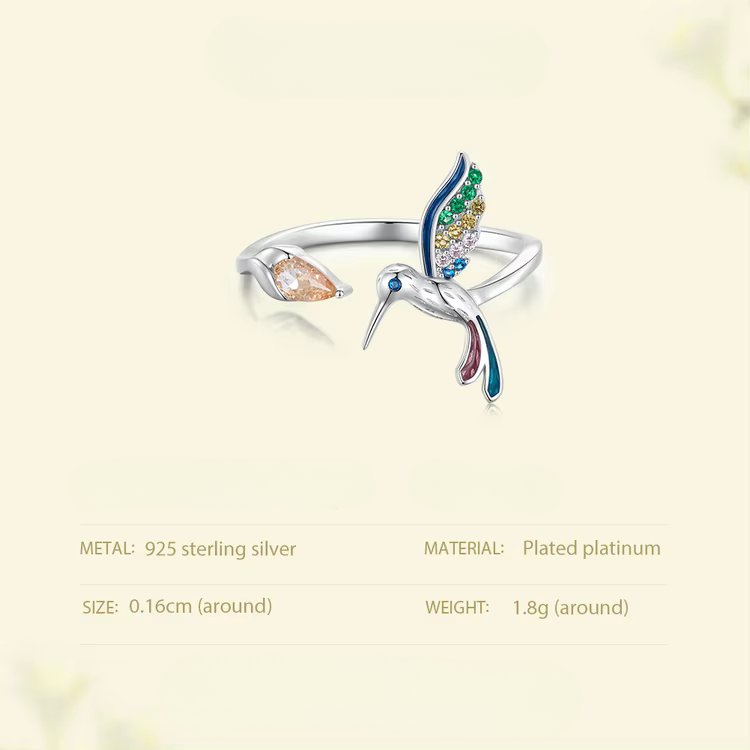 Anillo Ajustable Colibrí de Colores