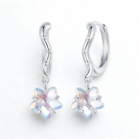 Pendientes Flor de Cristal Arcoíris
