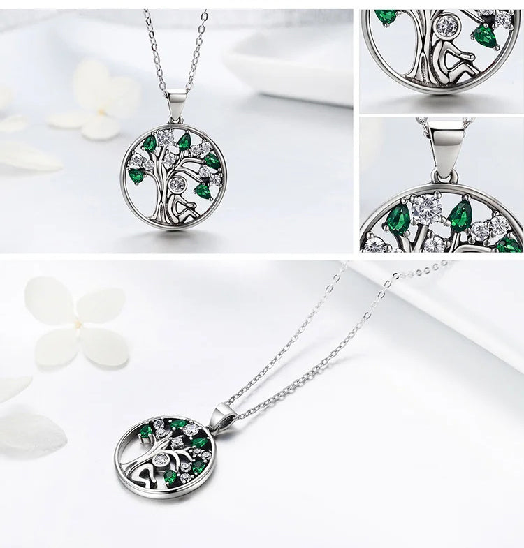 Collar Árbol de la Vida Zircones Verdes