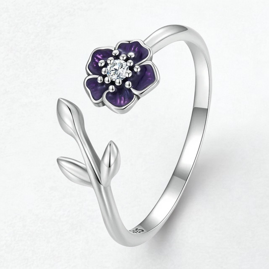 Anillo Ajustable Flor Púrpura