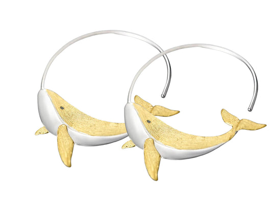 Pendientes Argollas de Ballena y Baño de Oro 18k