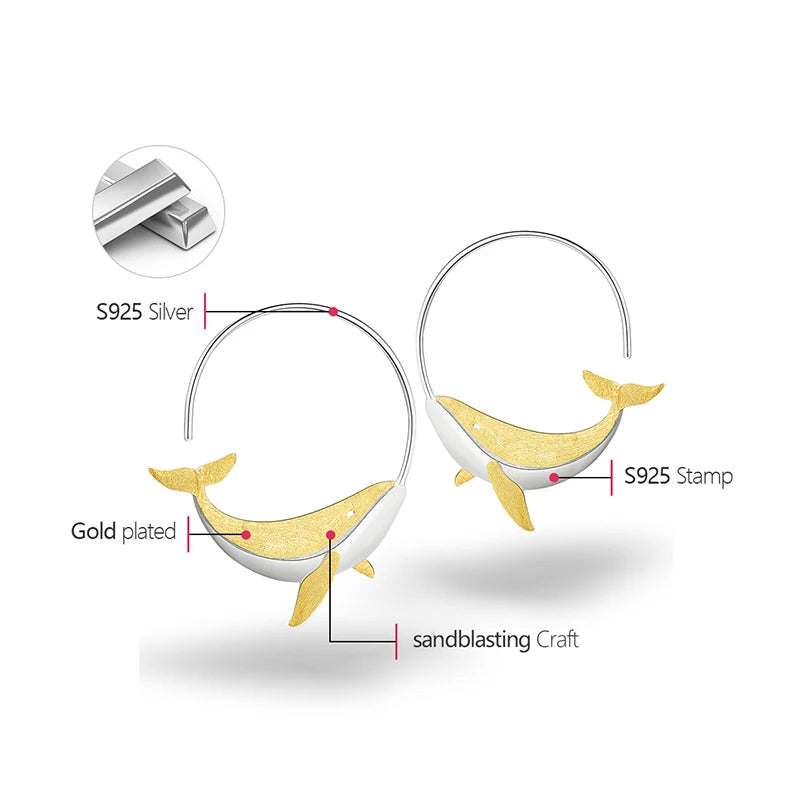 Pendientes Argollas de Ballena y Baño de Oro 18k