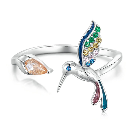 Anillo Ajustable Colibrí de Colores