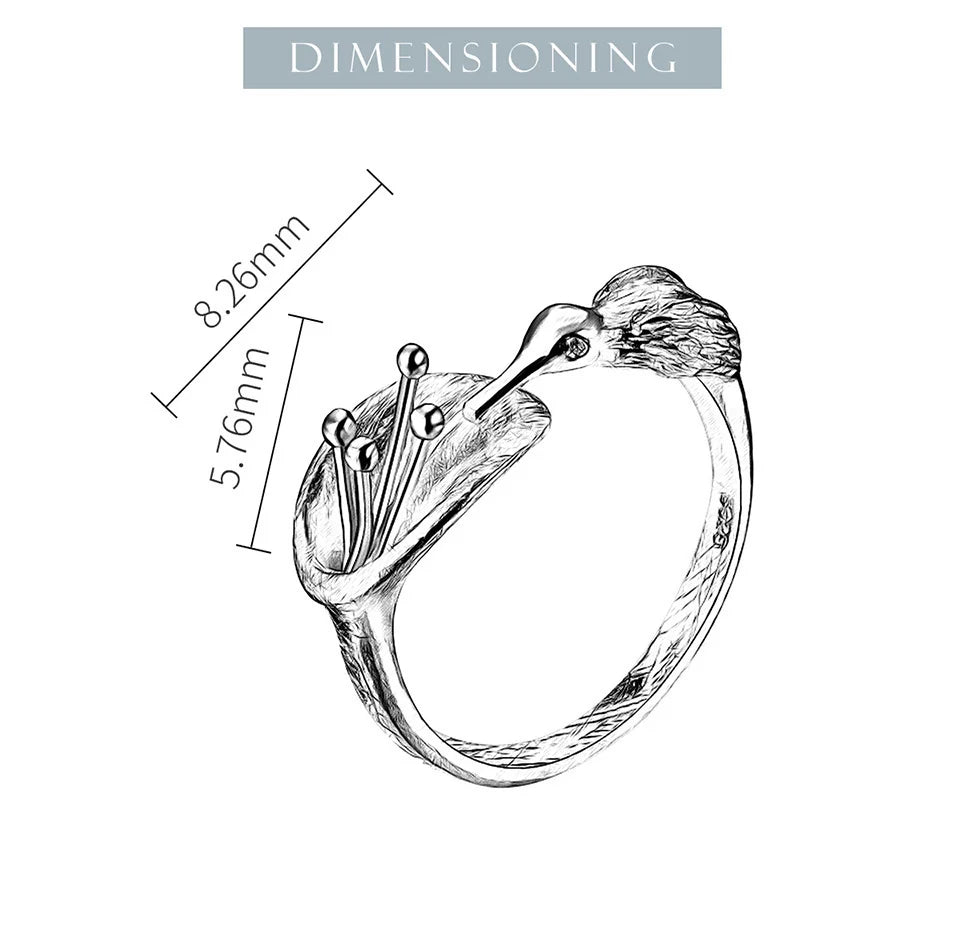 Anillo Ajustable Ave sobre Flor