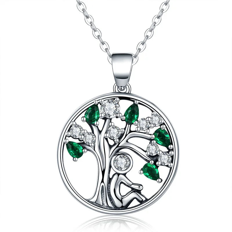 Collar Árbol de la Vida Zircones Verdes