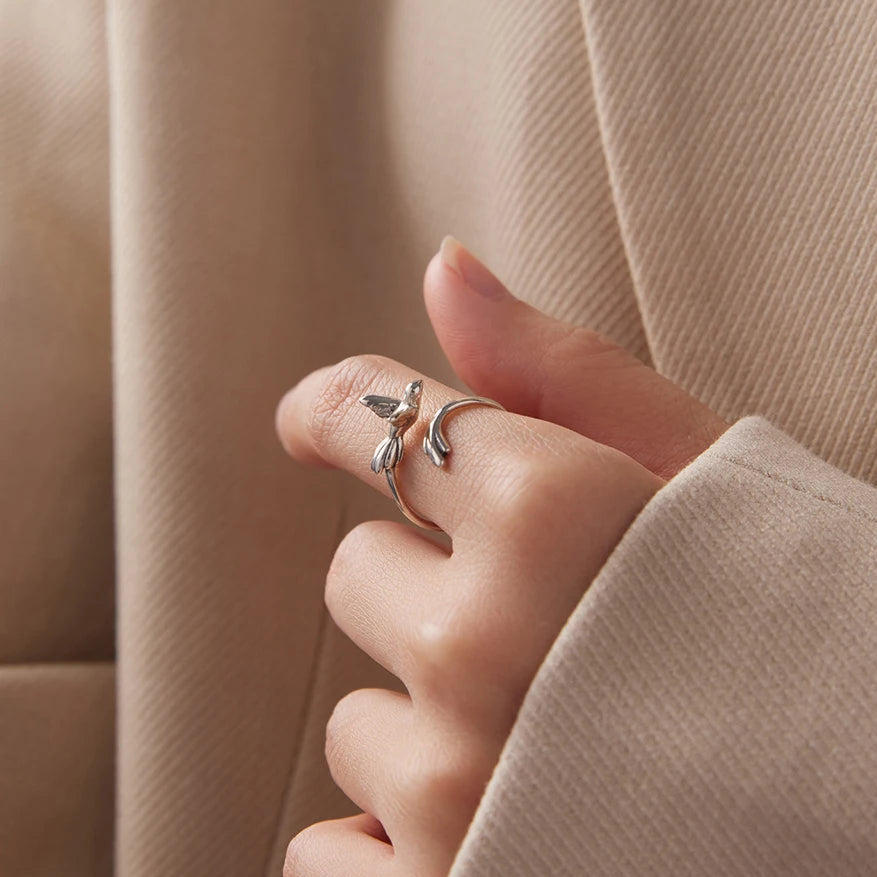 Anillo Ajustable Ave de Plata
