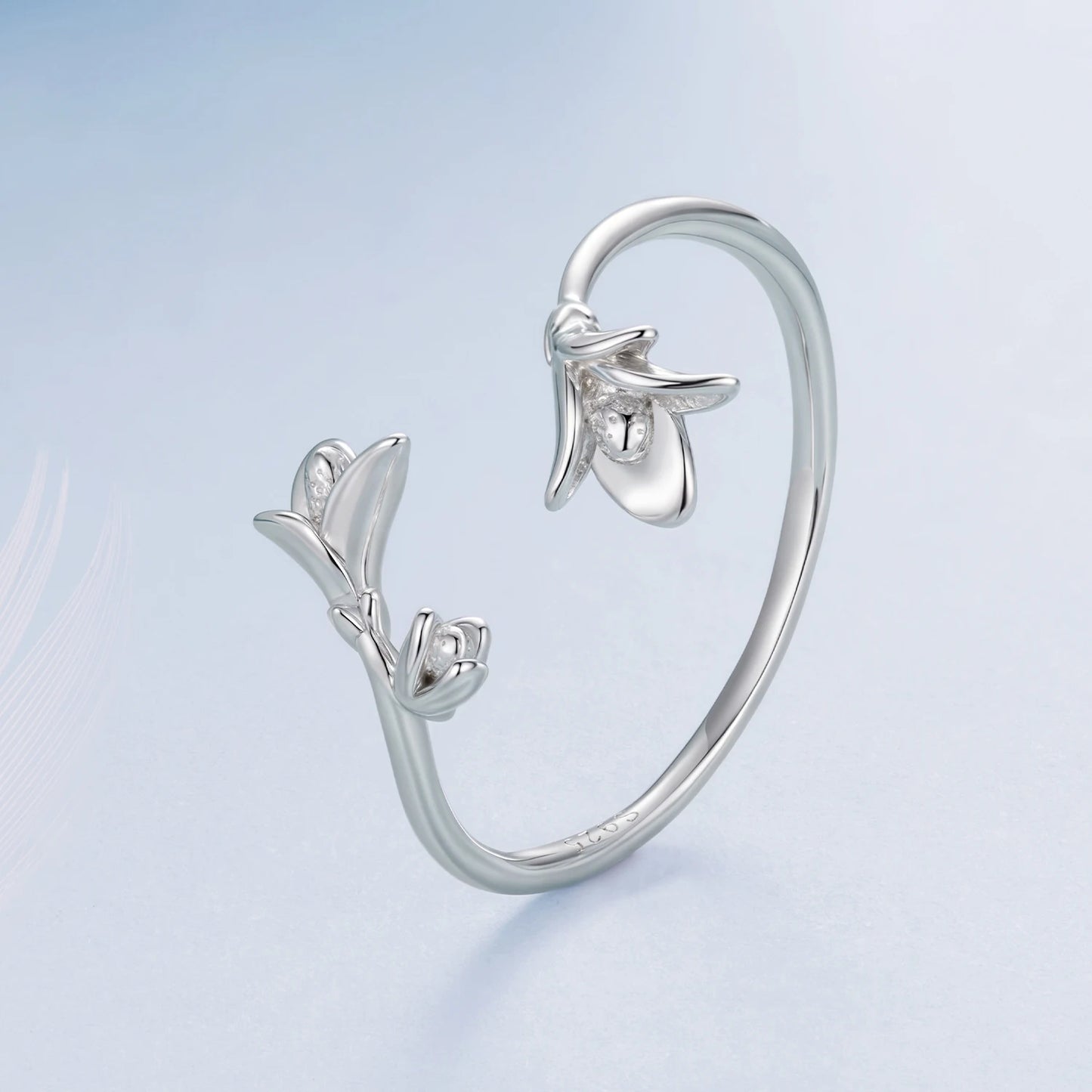 Anillo Ajustable Flores de Plata