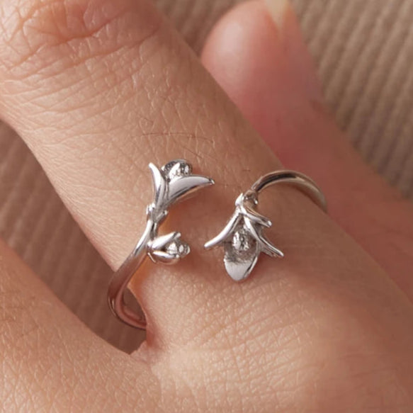 Anillo Ajustable Flores de Plata