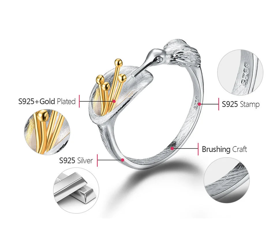 Anillo Ajustable Ave sobre Flor