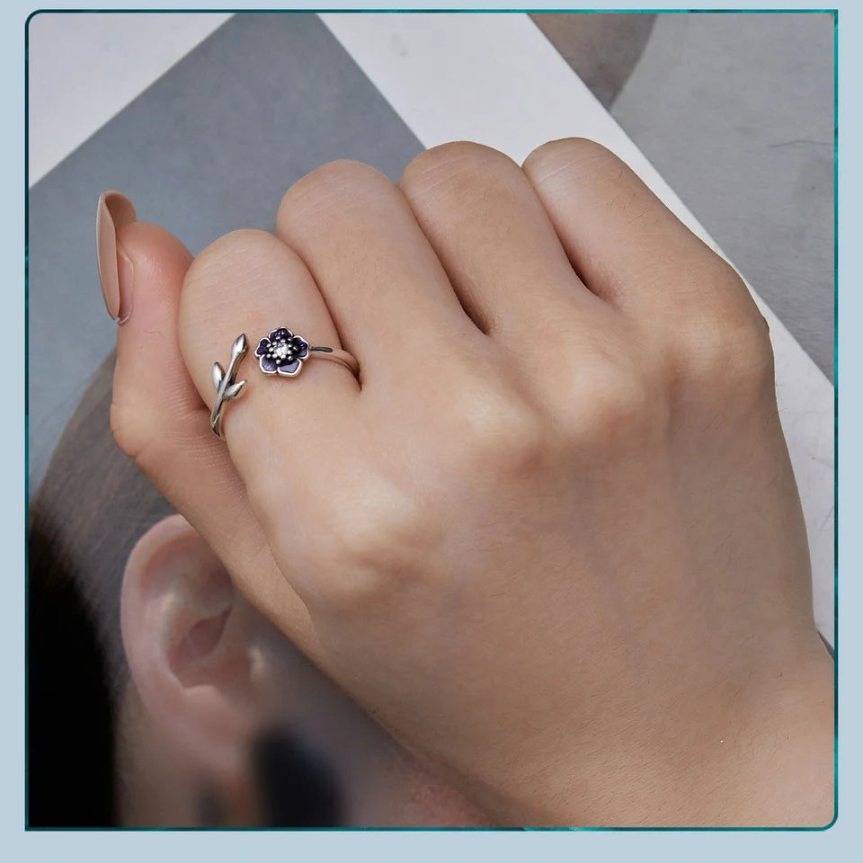 Anillo Ajustable Flor Púrpura