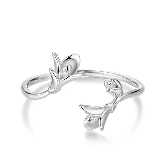 Anillo Ajustable Flores de Plata