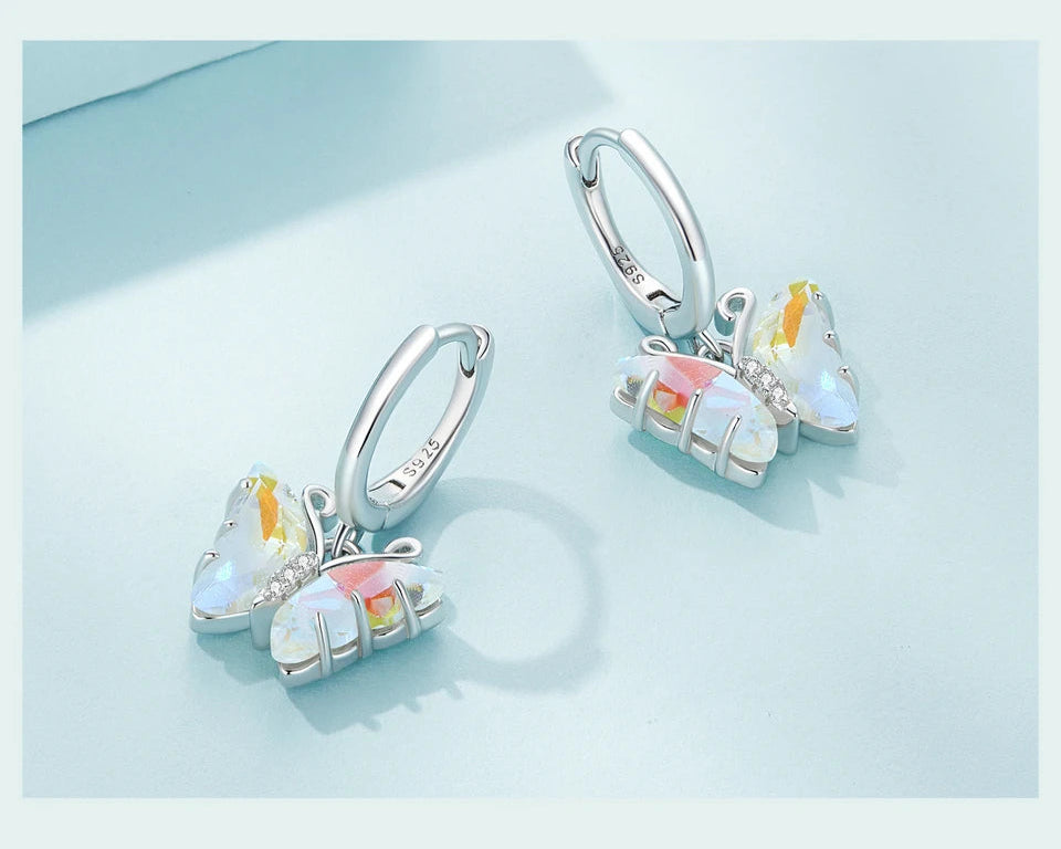 Pendientes Mariposa de Cristal Arcoiris