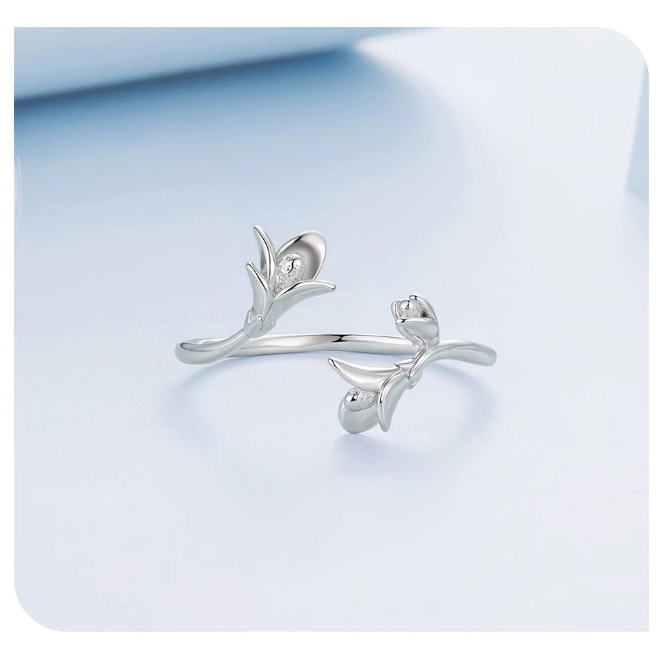 Anillo Ajustable Flores de Plata