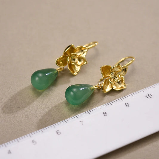 Pendientes Flor de Orquídea y Calcedonia