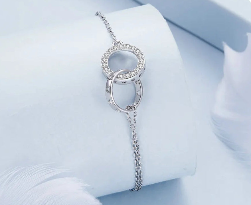 Pulsera Doble Aro con Zirconitas
