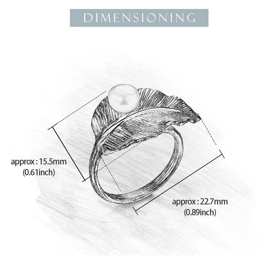 Anillo Ajustable Hoja Perla Natural Baño de Oro 18k