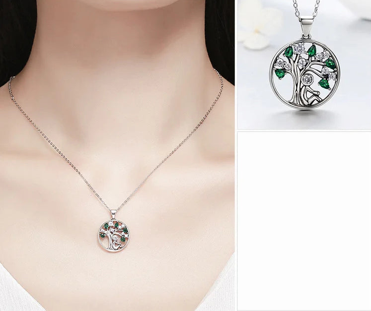 Collar Árbol de la Vida Zircones Verdes